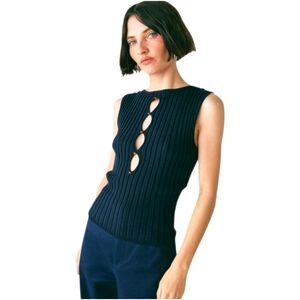 VRG GRL NWT Stretch Knit Top Size XL in Navy